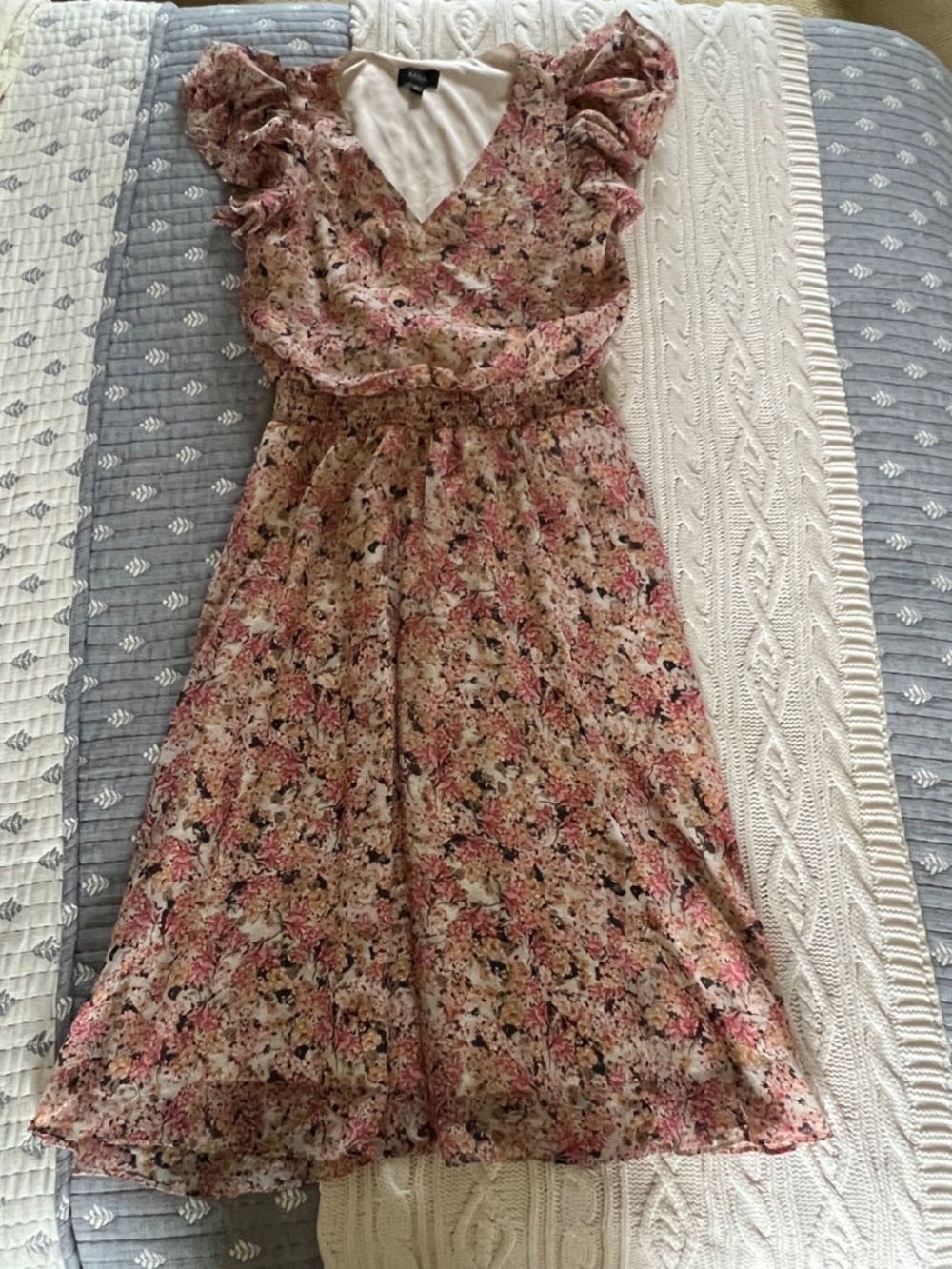 MSK Floral Pink Midi Dress - Women’s Large